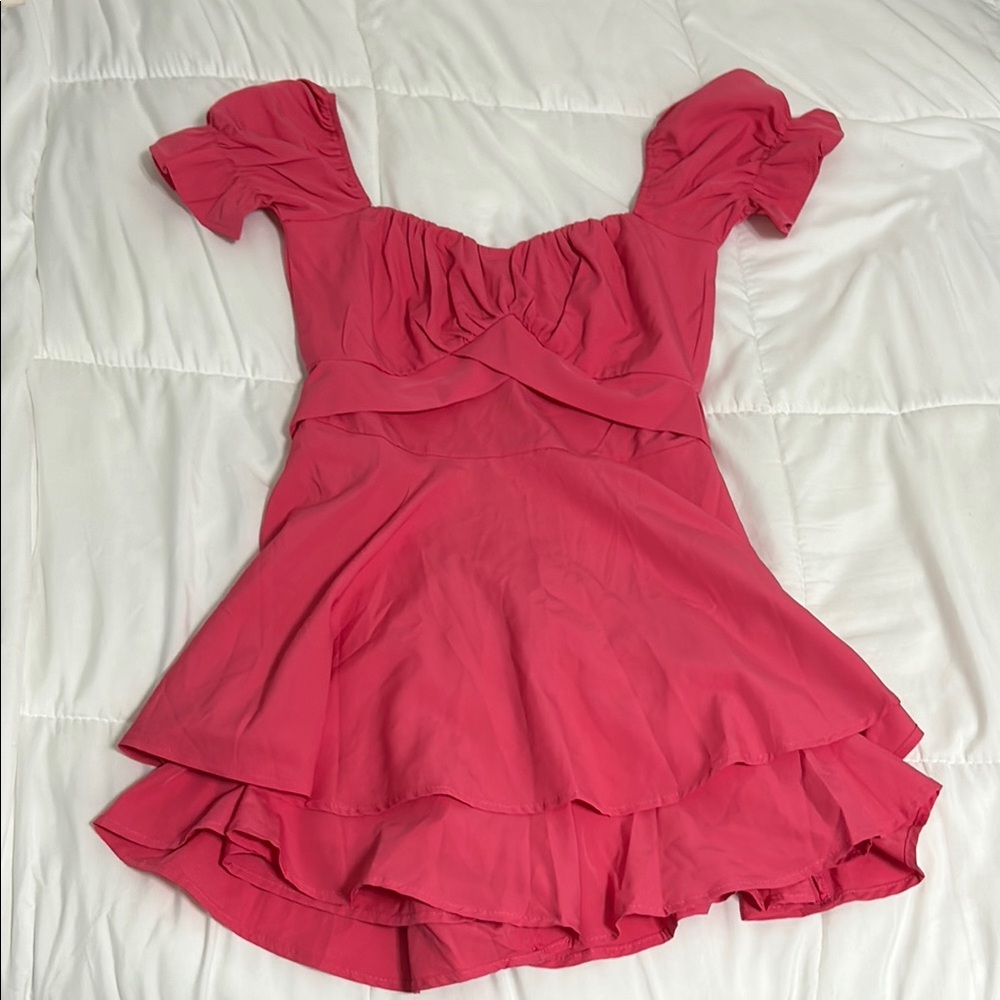 Chic Pink Ruffle Dress